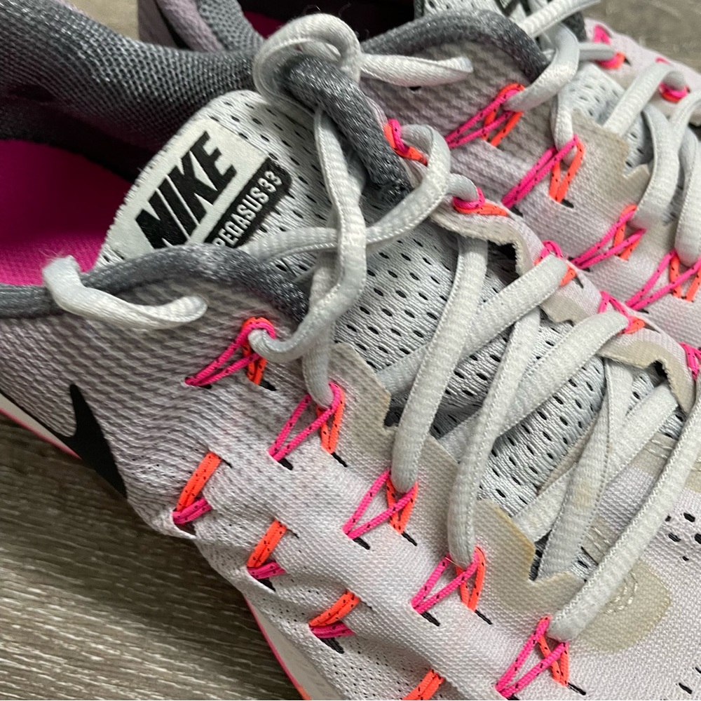 Nike Air Zoom Pegasus 33 Womens Size 10 Gray Pink Running Shoes Sneakers - Picture 5 of 13